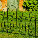 Woodside Felbrigg Metal Garden Border Edging, Outdoor Lawn Fencing, 3m Total Length, Pack of 5