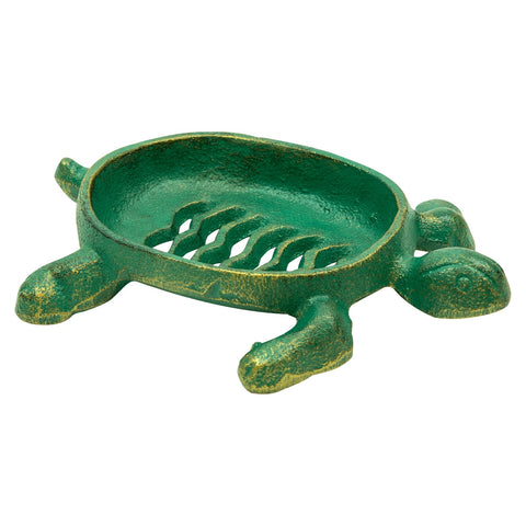 Woodside Decorative Tortoise/Turtle Shaped Cast Iron Soap Dish Holder Tray, Antique/Rustic