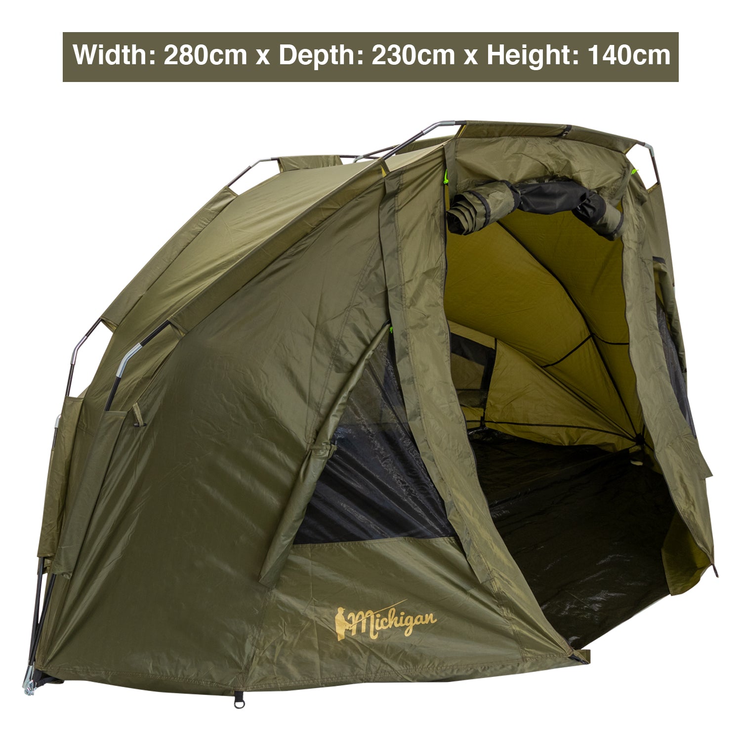 Michigan 1-2 Man Bivvy Brolly Shelter, Carp Fishing Overnight Waterproof Tent