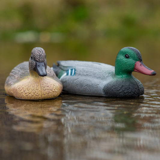 FLOATING 14" MALE & FEMALE DUCK DECOYS HUNTING SHOOTING FAKE BIRD MALLARD DRAKE