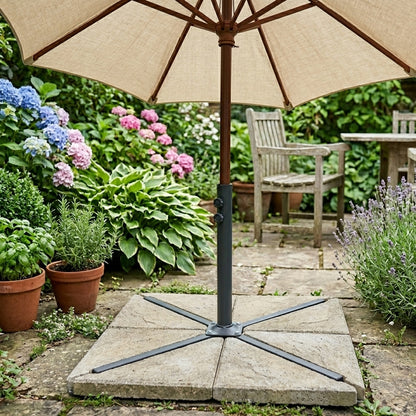Woodside Heavy Duty Cantilever Parasol Base Stand Steel 100x100cm Garden Umbrella Base Fits 5cm Pole Outdoor Use