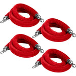 Hausen Red Velvet Barrier Rope Silver 4 Pack – Premium 1.5m Velvet Queue Barrier Ropes with Silver Clips for Events, Venues, Hotels and Exhibitions