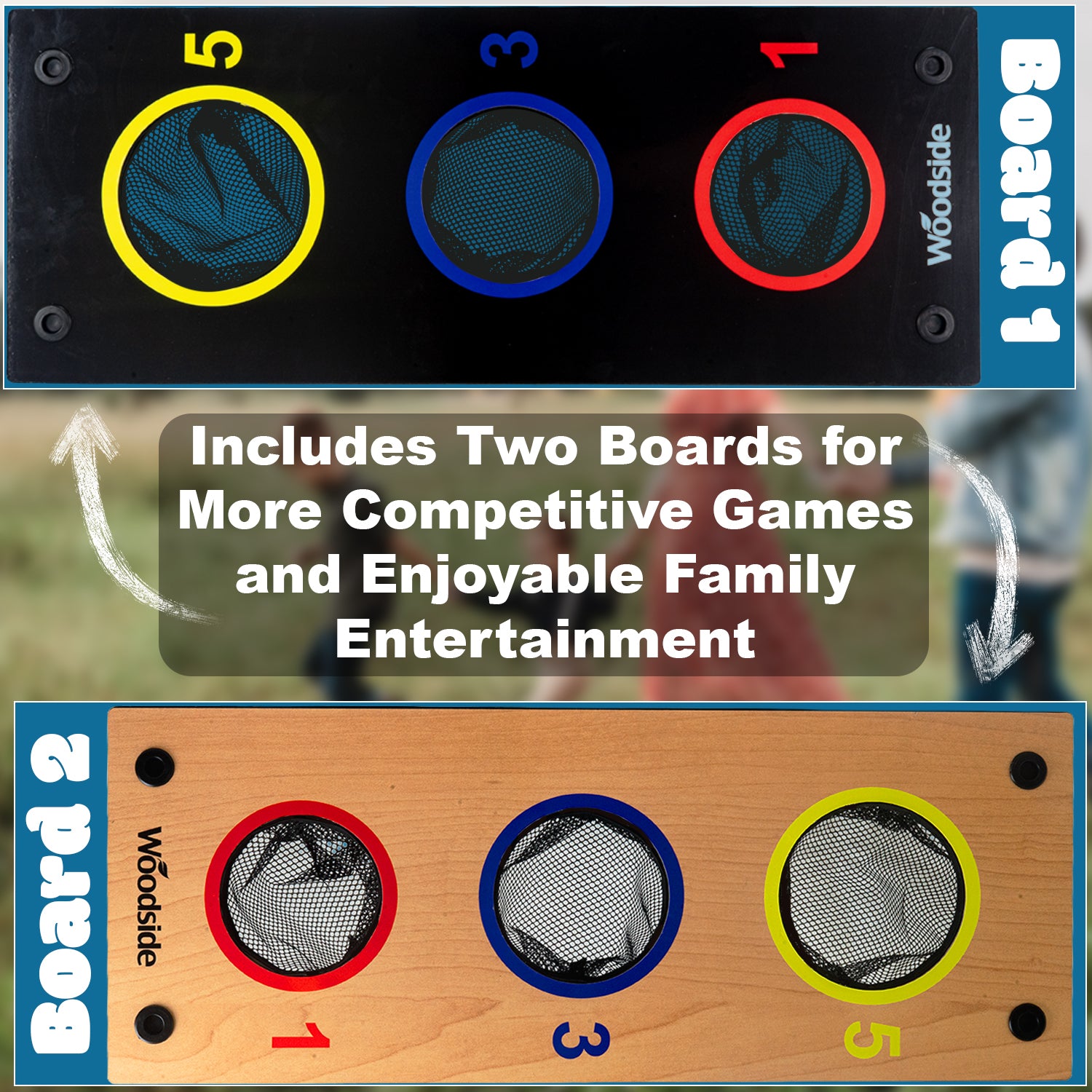 Woodside Bean Bag Toss Games Set – Outdoor Garden Throwing Game with Bean Bags & Rings for Family Fun