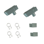 Woodside 35mm Greenhouse Gutter Downpipe Fixings Kit – 2 Pack with End Caps, Drain Pipe Connectors & Clips