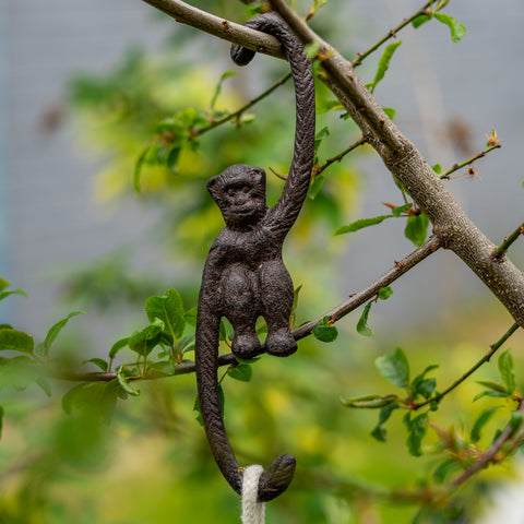 Woodside Cast Iron Decorative Indoor/Outdoor Garden Monkey Bird Feeder S Hooks Pack of 2