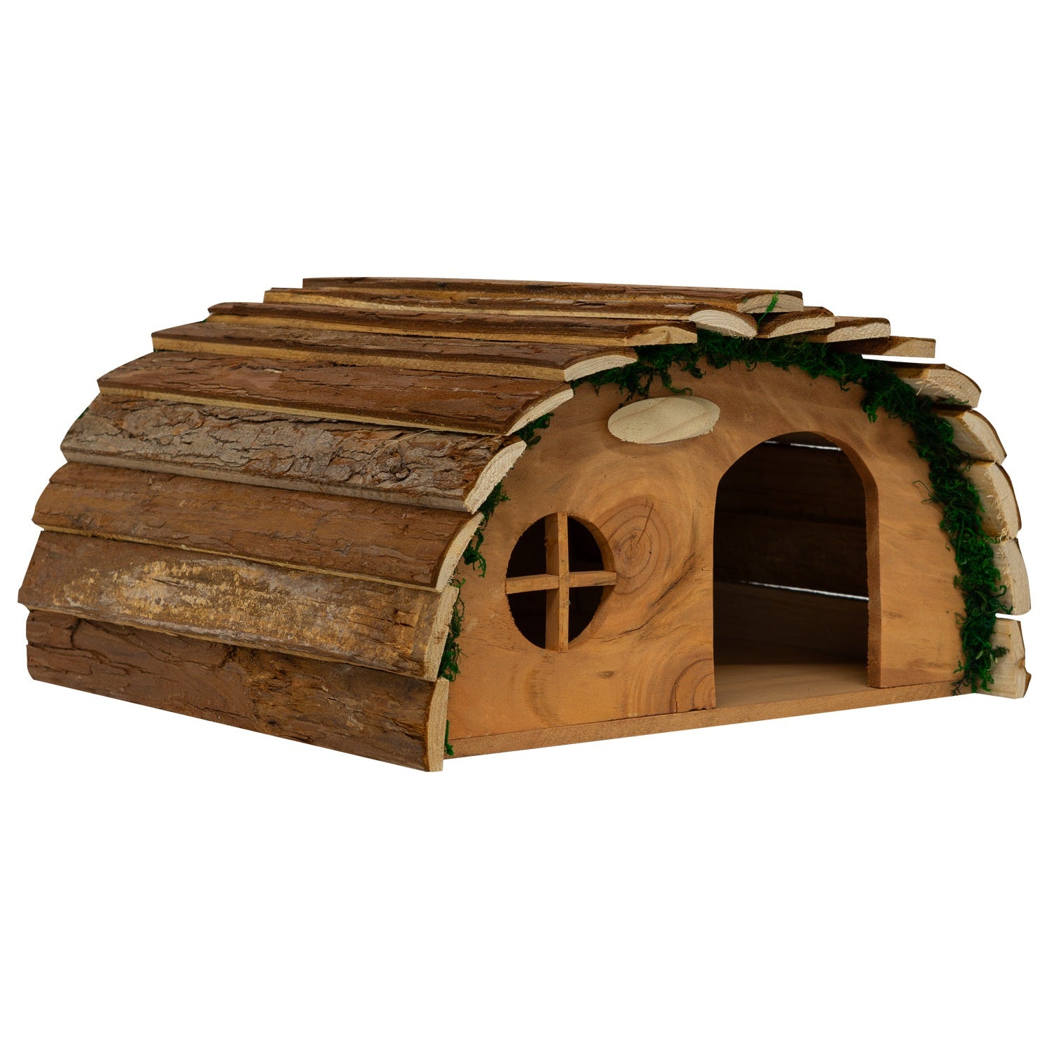 Woodside Hedgehog House & Nesting Material Kit – Wooden Garden Hedgehog Home with Natural Straw Bedding