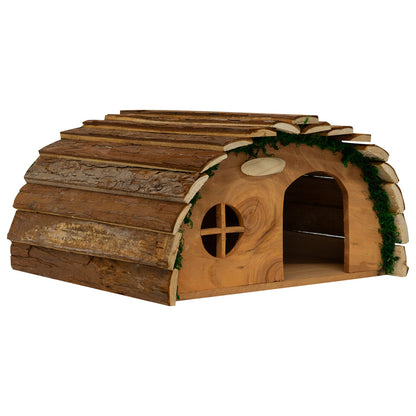 Woodside Hedgehog House & Nesting Material Kit – Wooden Garden Hedgehog Home with Natural Straw Bedding