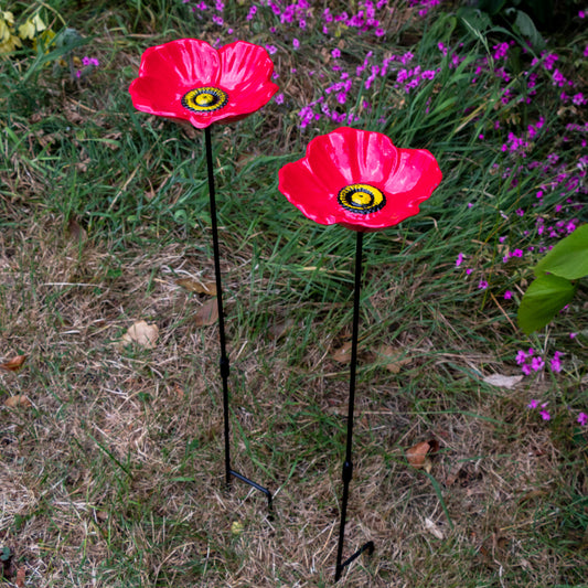 Woodside Cast Iron Poppy Flower Dish Bird Feeder (Pack of 2)