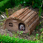 Woodside Hedgehog House & Nesting Material Kit – Wooden Garden Hedgehog Home with Natural Straw Bedding