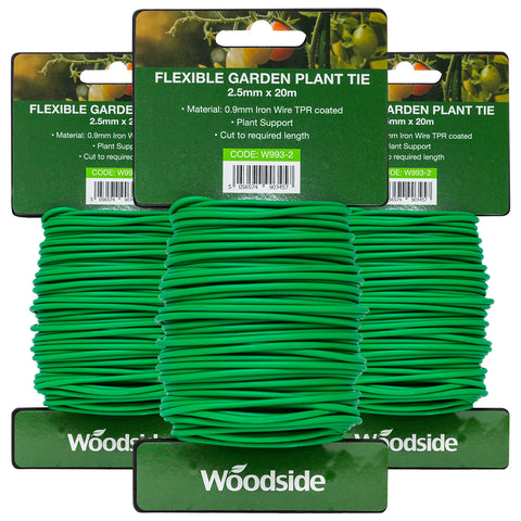 Woodside Flexible Garden Plant Twist Tie, PVC Coated Craft Iron Wire – 3 Pack
