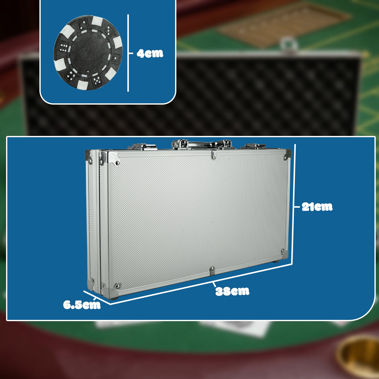 Wollowo 300 Piece Texas Hold’em Poker Set Complete Casino Game Kit with Aluminium Carry Case
