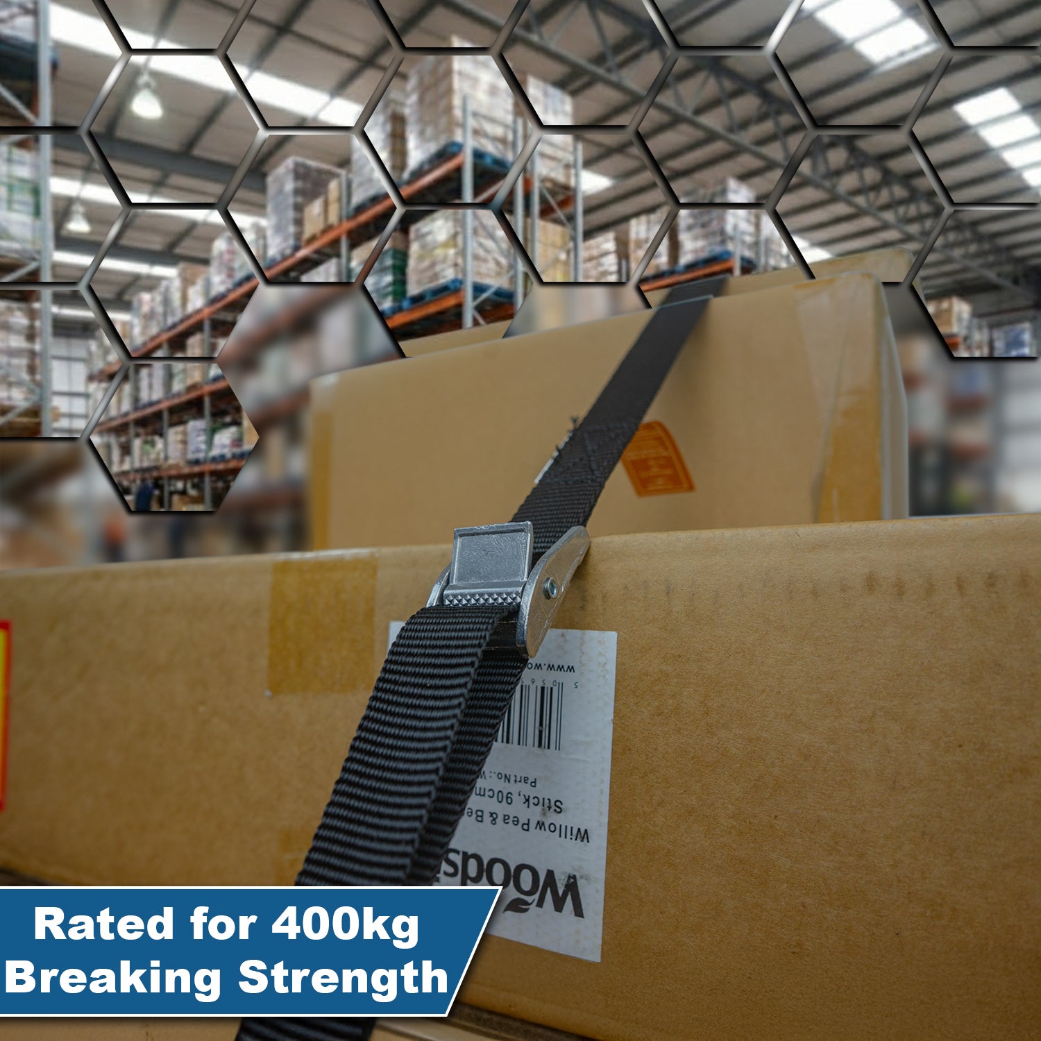 Andes 4 Pack Tie Down Straps 2m Heavy Duty Cargo & Camping Straps with Anti-Slip Buckles