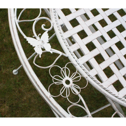 Maribelle Rustic White Floral Round Folding Outdoor Garden Patio Dining Table