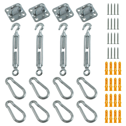 Woodside 4 Piece Galvanised Steel Sun Sail Shade Fixing Accessory Kit