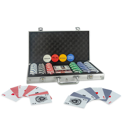 Wollowo 300 Piece Texas Hold’em Poker Set Complete Casino Game Kit with Aluminium Carry Case