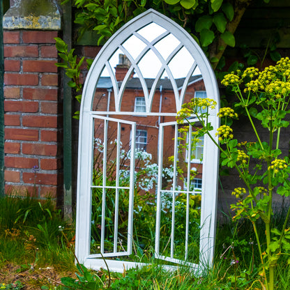 Woodside Truro XL Decorative Arched Outdoor Garden Mirror, W: 64cm x H: 117.5cm