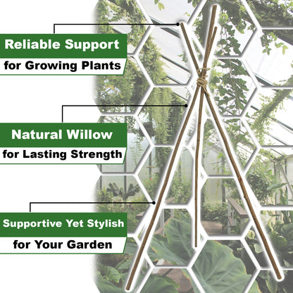 Woodside 90cm Willow Pea & Bean Support Sticks – Pack of 50 Natural Garden Plant Canes for Climbing Plants