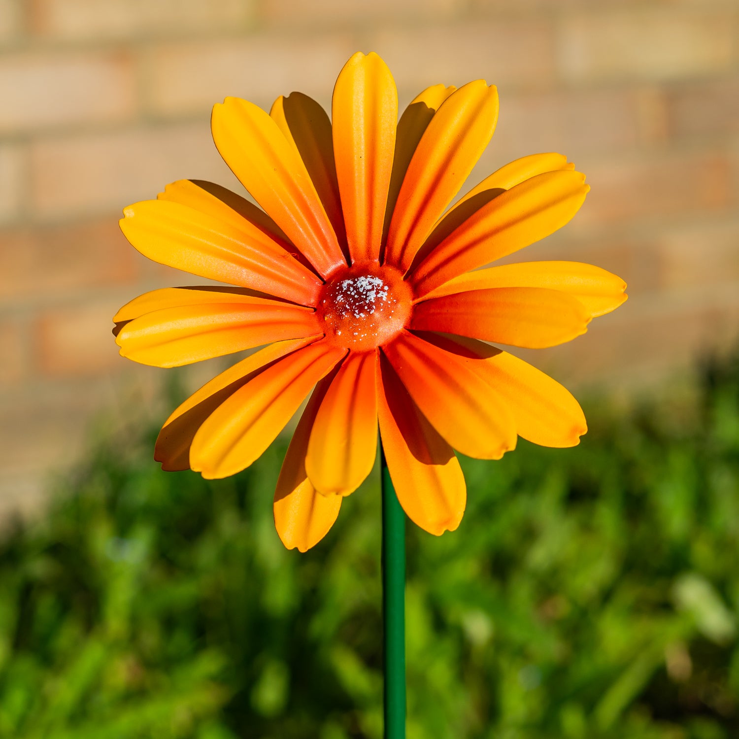 Woodside Yellow & Orange Ornamental Metal Garden Daisy Flower Stakes, Pack of 6