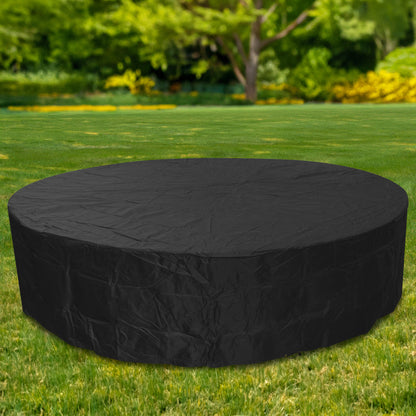 Woodside Black 8-10 Seater Round Garden Patio Furniture Set Cover Waterproof