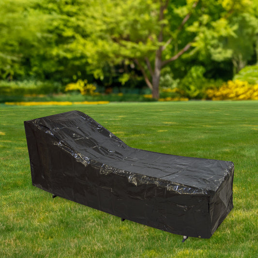 Woodside Black Outdoor Garden Sunbed Cover 2.04m x 0.69m x 0.44-0.76m