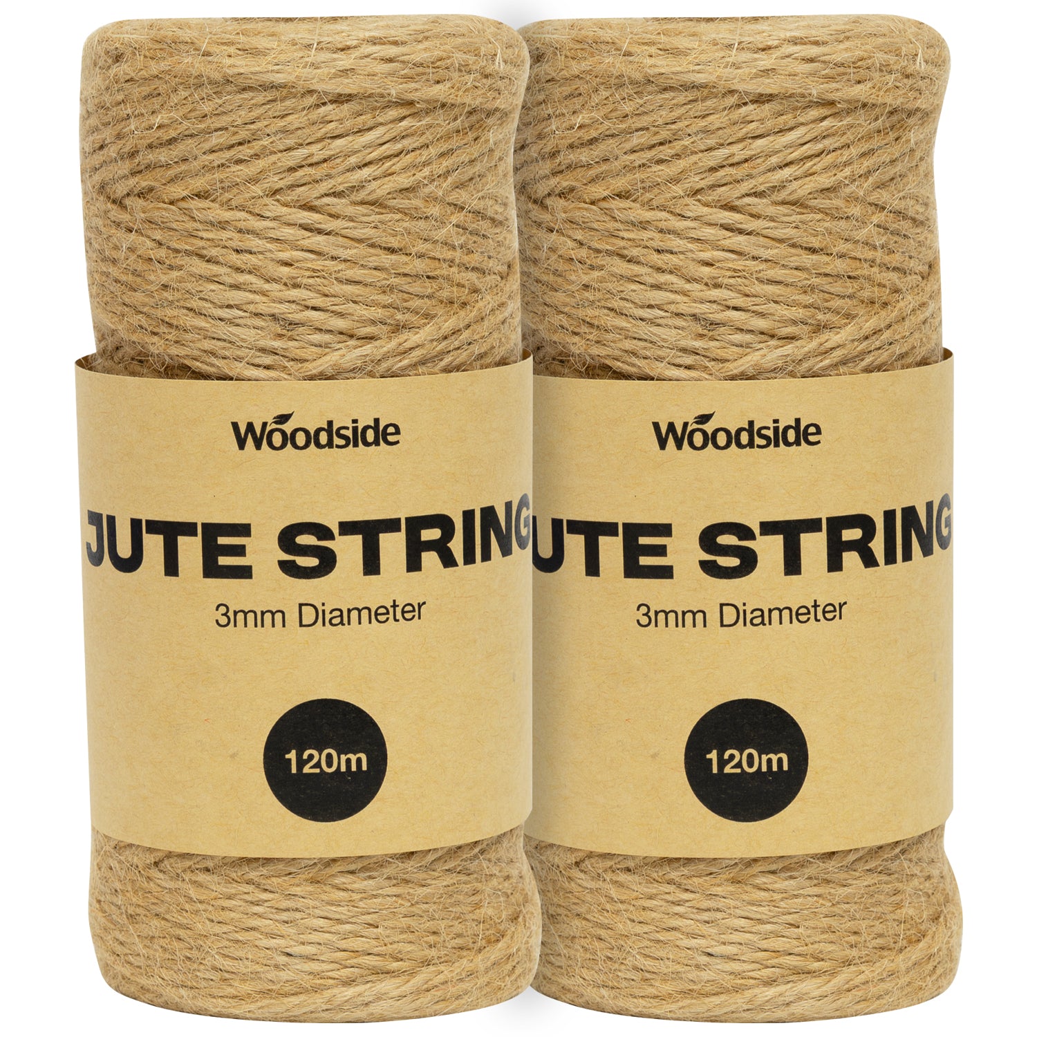 Woodside Garden Twine Jute String Natural & Strong for Crafts & DIY 3mm x 120m 2 PACK