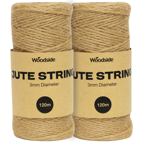 Woodside Garden Twine Jute String Natural & Strong for Crafts & DIY 3mm x 120m 2 PACK