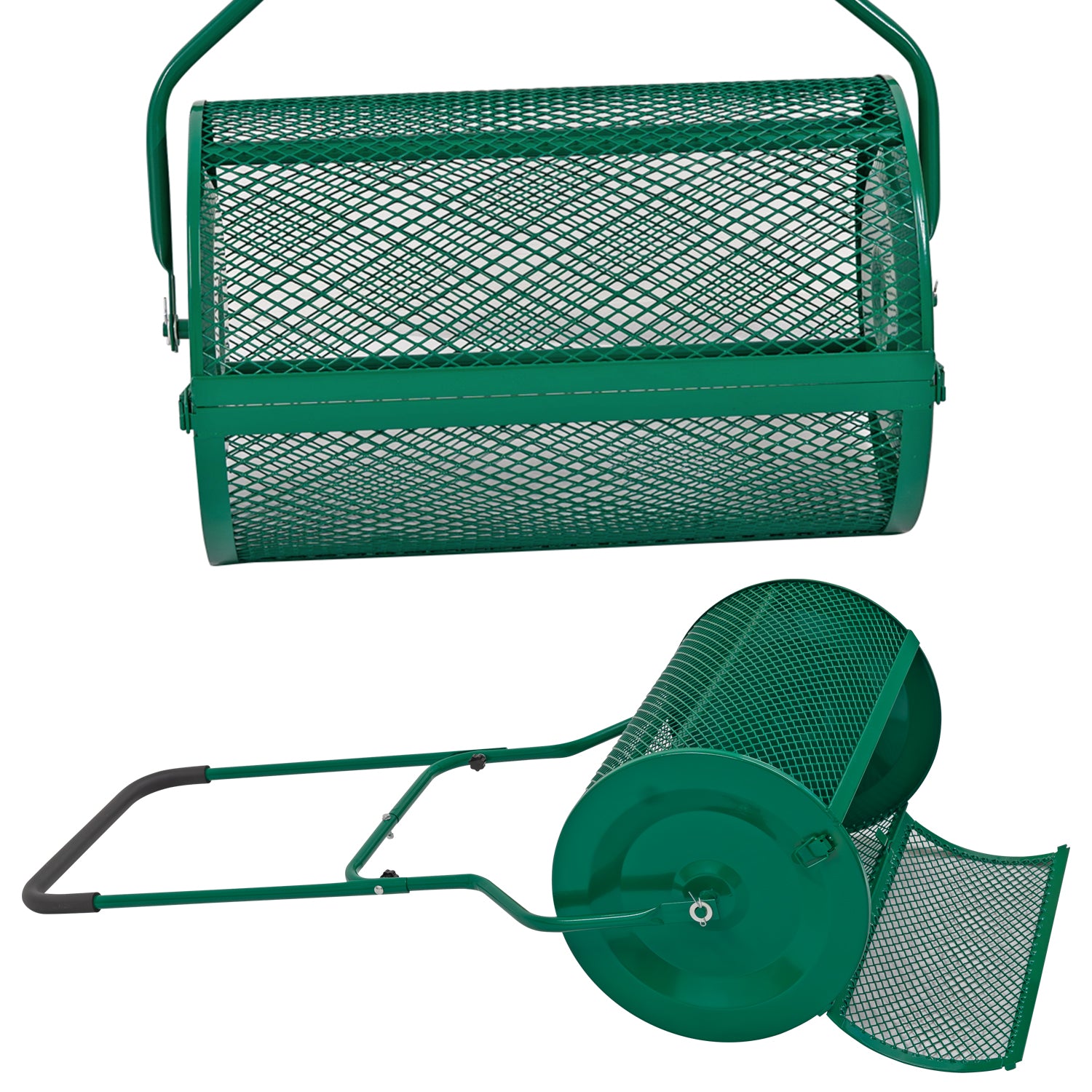 Woodside 76L Lawn Compost Spreader Top Dress Soil/Fertiliser/Seed Heavy Duty Garden Roller
