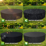 Woodside Black 8-10 Seater Round Garden Patio Furniture Set Cover Waterproof