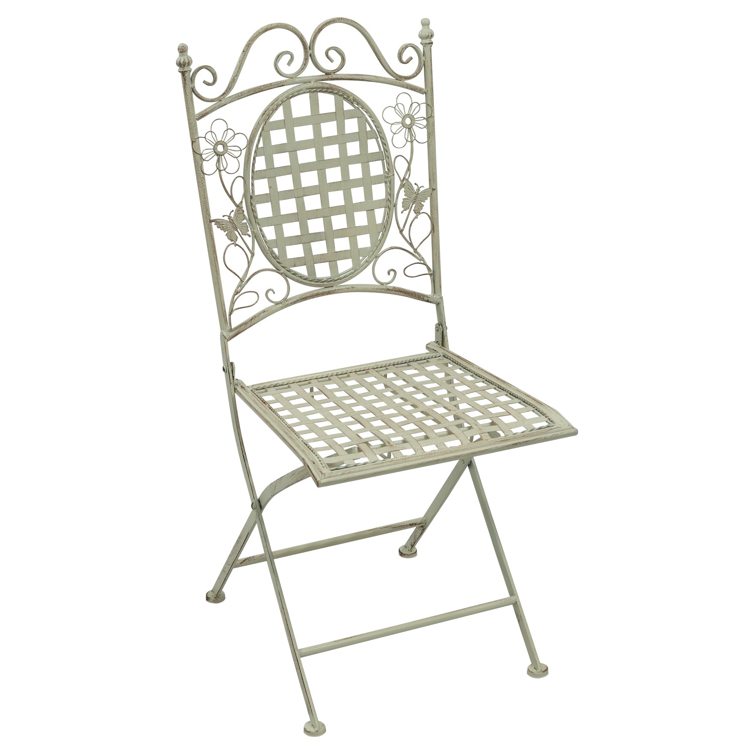 4 X Maribelle Folding Square Outdoor Garden Patio Chair White Floral Furniture