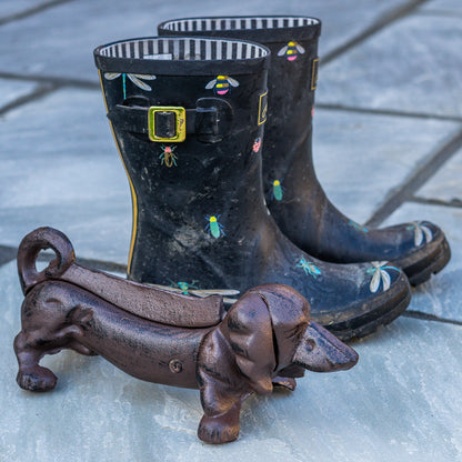 Woodside Outdoor Garden Cast Iron Boot/Welly Novelty Sausage Dog Mud Scraper