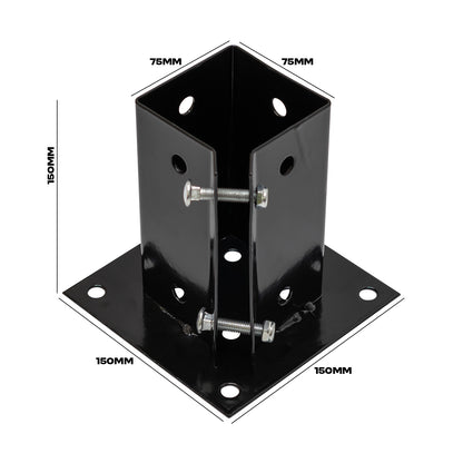 Woodside Bolt Down Fence Post Holder - 75mm x 75mm x 150mm