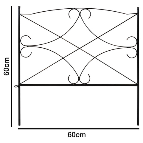 Woodside Hanworth Metal Garden Border Edging, Outdoor Lawn Fencing, 2.4m Total Length, Pack of 4