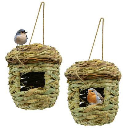 Woodside Natural Hanging Garden Bird Box/Nest/House for Small Birds, Pack of 2