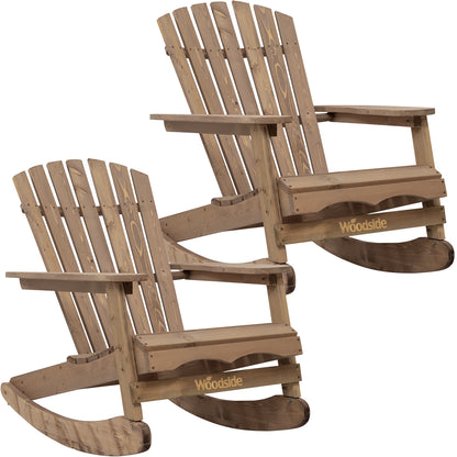 Woodside 2 Pack Adirondack Rocking Chairs – Wooden Outdoor Garden & Patio Furniture