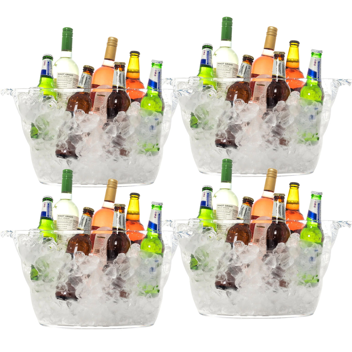 Andes 4 Pack Large 12L Acrylic Ice Buckets – Champagne, Wine & Beer Drinks Coolers
