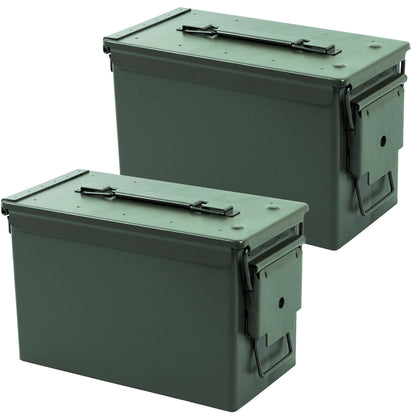 Nitehawk 2 Pack 50 Cal Army Metal Ammo Storage Boxes – Surplus Ammunition & Tool Containers
