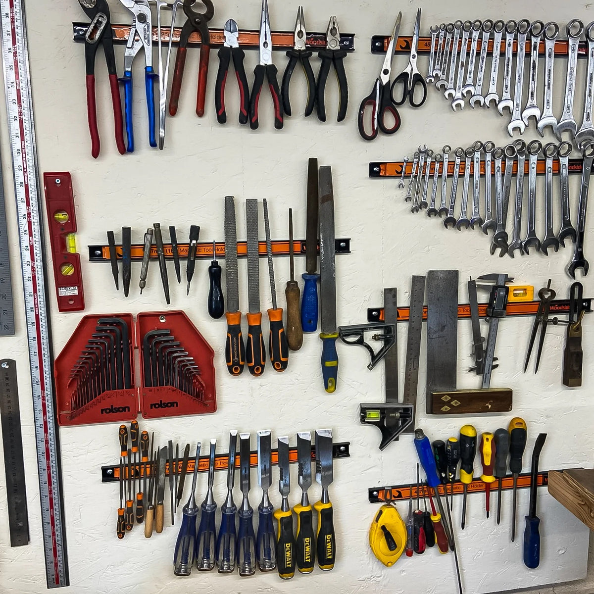 Woodside 8 Pack 18"/46cm Heavy Duty Magnetic Garage Wall Tool Holder Strips