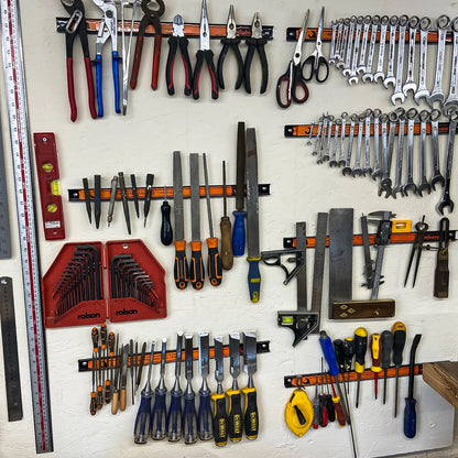 Woodside 8 Pack 18"/46cm Heavy Duty Magnetic Garage Wall Tool Holder Strips