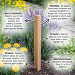 Woodside 40 Pack 12 Inch (300mm) Square Wooden Fencing Stakes – Pressure-Treated Pine Garden Fence Pegs and Site Markers