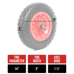 Woodside 2 Pack 14" Solid Tyre Replacement Wheelbarrow & Trolley Wheels – Puncture Proof