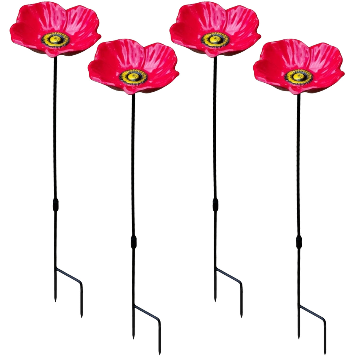 Woodside 4 Pack Cast Iron Poppy Flower Dish Bird Feeders – Garden Wildlife
