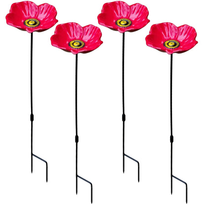 Woodside 4 Pack Cast Iron Poppy Flower Dish Bird Feeders – Garden Wildlife