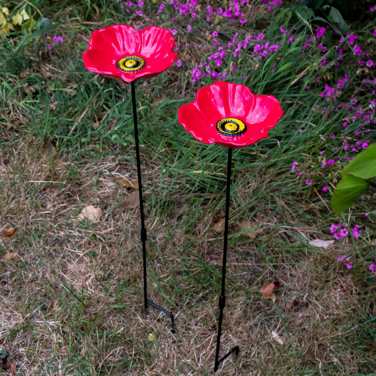 Woodside 4 Pack Cast Iron Poppy Flower Dish Bird Feeders – Garden Wildlife