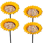 Woodside 4 Pack Cast Iron Sunflower Dish Bird Feeders – Decorative Garden Wildlife