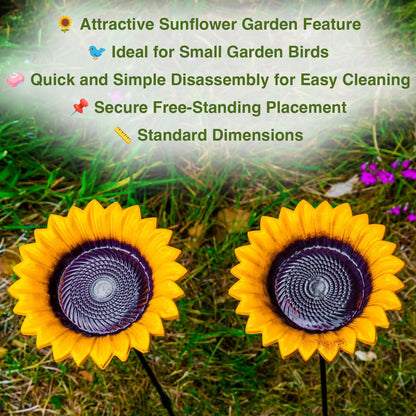 Woodside 4 Pack Cast Iron Sunflower Dish Bird Feeders – Decorative Garden Wildlife