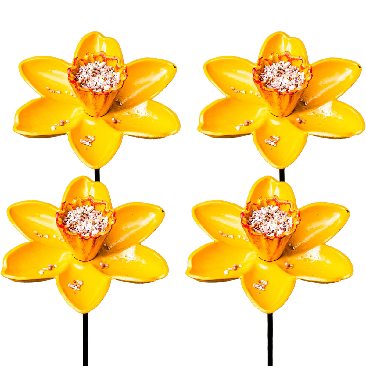 Woodside 4 Pack Cast Iron Daffodil Dish Bird Feeders – Decorative Garden Wildlife