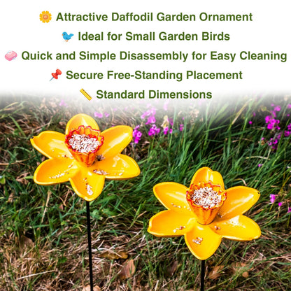 Woodside 4 Pack Cast Iron Daffodil Dish Bird Feeders – Decorative Garden Wildlife