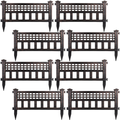 Woodside 8 Pack Bronze Decorative Plastic Garden Fence Panels – Flower Border & Lawn Edging