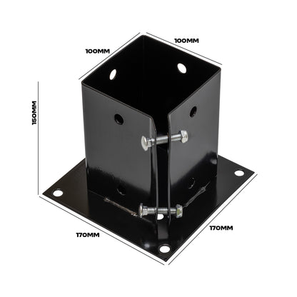 Woodside Bolt Down Fence Post Holder - 100mm x 100mm x 150mm
