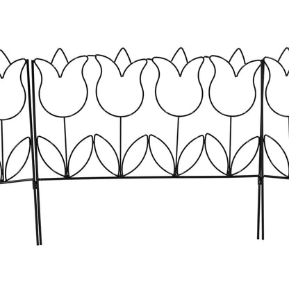 Woodside 10 Pack Decorative Tulip Style Garden Border Lawn Edging – Steel Fence, 4.6m